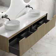 Fluted Rhea 1800mm Wall-Hung Cabinet - Natural Oak mercioaustralia