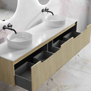 Fluted Rhea 1800mm Wall-Hung Cabinet - Natural Oak mercioaustralia