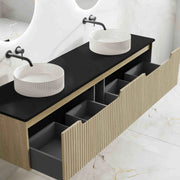 Fluted Rhea 1800mm Wall-Hung Cabinet - Natural Oak mercioaustralia