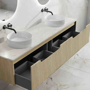 Fluted Rhea 1800mm Wall-Hung Cabinet - Natural Oak mercioaustralia