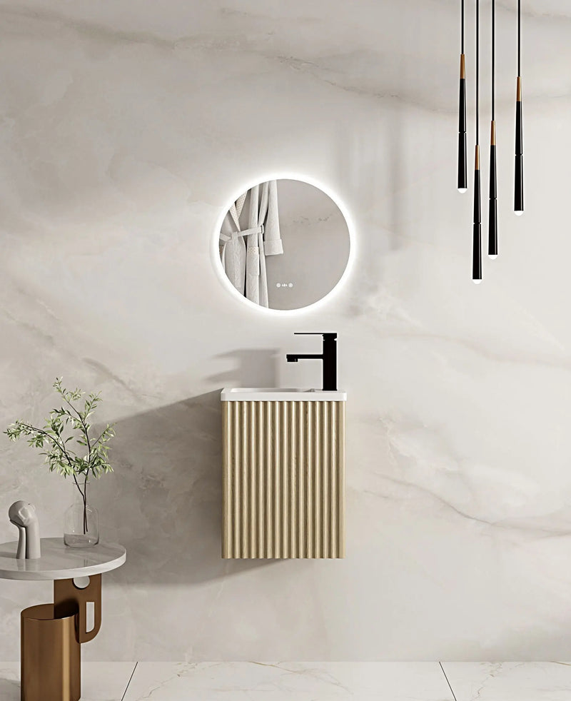 Fluted Rhea 400mm Wall-Hung Cabinet - Natural Oak mercioaustralia