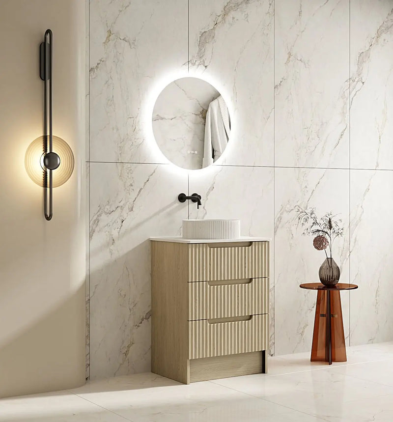 Fluted Rhea 600mm Freestanding Cabinet - Natural Oak mercioaustralia