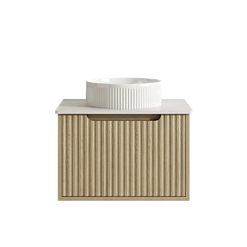 Fluted Rhea 600mm Wall-Hung Cabinet - Natural Oak mercioaustralia