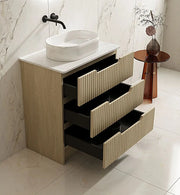 Fluted Rhea 750mm Freestanding Cabinet - Natural Oak mercioaustralia