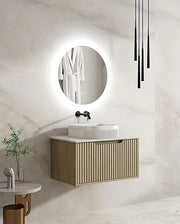 Fluted Rhea 750mm Wall-Hung Cabinet - Natural Oak mercioaustralia