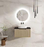 Fluted Rhea 750mm Wall-Hung Cabinet - Natural Oak mercioaustralia