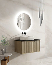 Fluted Rhea 750mm Wall-Hung Cabinet - Natural Oak mercioaustralia