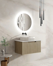 Fluted Rhea 750mm Wall-Hung Cabinet - Natural Oak mercioaustralia