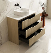 Fluted Rhea 900mm Freestanding Cabinet - Natural Oak mercioaustralia