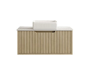 Fluted Rhea 900mm Wall-Hung Cabinet - Natural Oak mercioaustralia