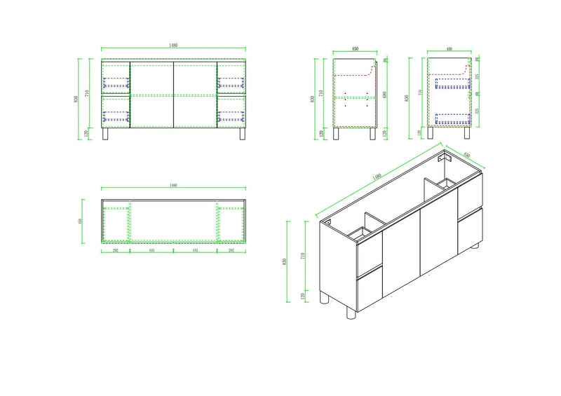 RITA 1500mm Freestanding Cabinet - Elegant Oak mercioaustralia