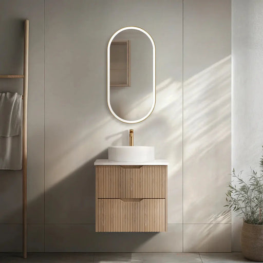 Bali American Oak Single Bowl Wall Hung Vanity 600mm/750mm/900mm/1200mm/1500mm - FIL Kitchen Bathroom