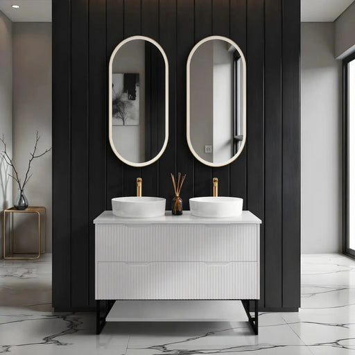 Bali Freestanding Vanity Matte White Double Bowl 1200mm/1500mm - FIL Kitchen Bathroom