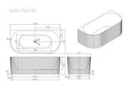 Rose Fluted Back-to-Wall Bathtub - Matt White mercioaustralia