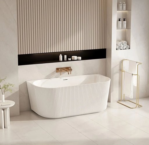 Rose Fluted Back-to-Wall Bathtub - Matt White mercioaustralia