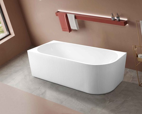 Rose 1500mm V-Groove Right-Hand Corner Matt White Bathtub