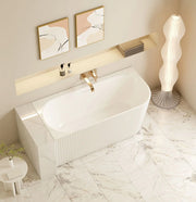Rose V-Groove Corner Bathtub - Matt White mercioaustralia