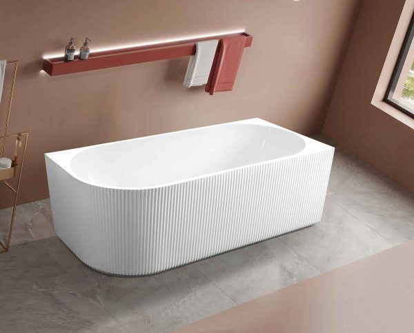 Rose 1500mm V-Groove Right-Hand Corner Matt White Bathtub