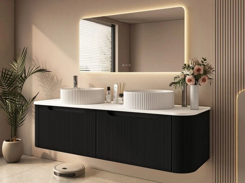 Rome 1500mm Wall-Hung Cabinet - Matt Black mercioaustralia