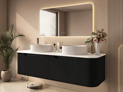 Rome 1500mm Wall-Hung Cabinet - Matt Black mercioaustralia