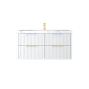 Fluted PVC Wall hung Matt white vanity  ( cabinet only ) - FIL Kitchen Bathroom