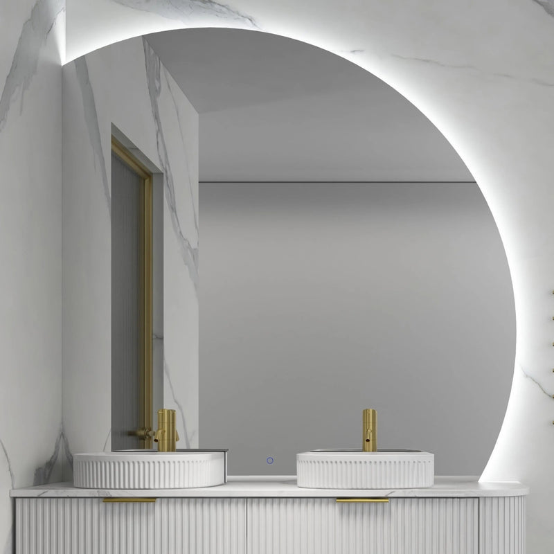 ROMAN FRAMELESS ARCH LEFT CORNER LED MIRROR TRIO COLOUR 1500X1500MM - FIL Kitchen Bathroom
