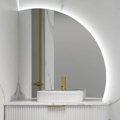 INFINITY ROMAN FRAMELESS ARCH LEFT CORNER LED MIRROR TRIO COLOUR 900X900MM - FIL Kitchen Bathroom