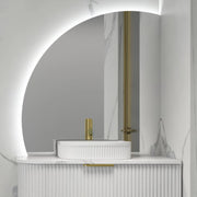 INFINITY ROMAN FRAMELESS ARCH RIGHT CORNER LED MIRROR TRIO COLOUR 900X900MM - FIL Kitchen Bathroom