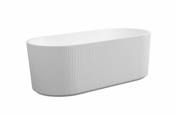 Rose Freestanding Matt White Bathtub Fluted V-Groove  1500mm/1700mm