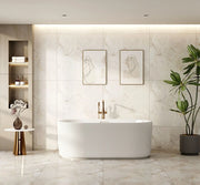 Rose Fluted V-Groove Freestanding Bathtub - Matt White mercioaustralia