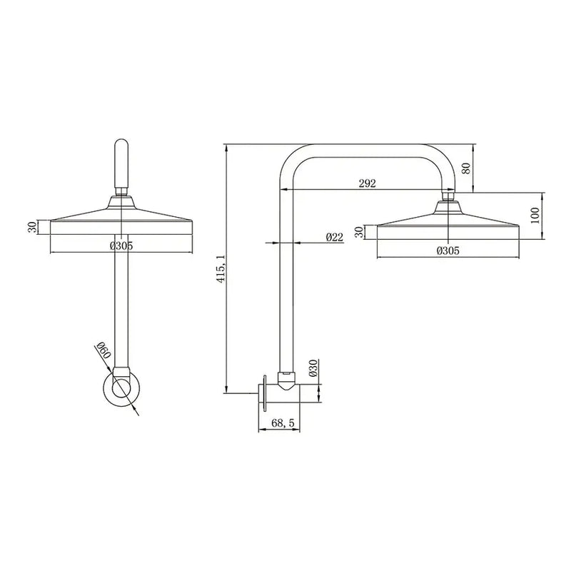 Amoza Gooseneck Shower Arm & Head - 2 Pack Amoza