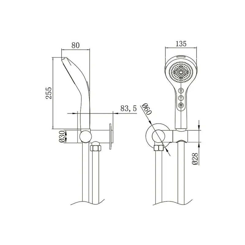Amoza Wall Shower Bracket kits & 5F Hand Shower - 2 Pack Amoza