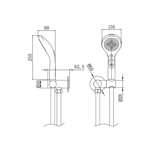 Amoza Wall Shower Bracket kits & 5F Hand Shower - 2 Pack Amoza