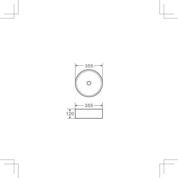 Sasso Black & White Above Counter Round Basin 355X355X120mm