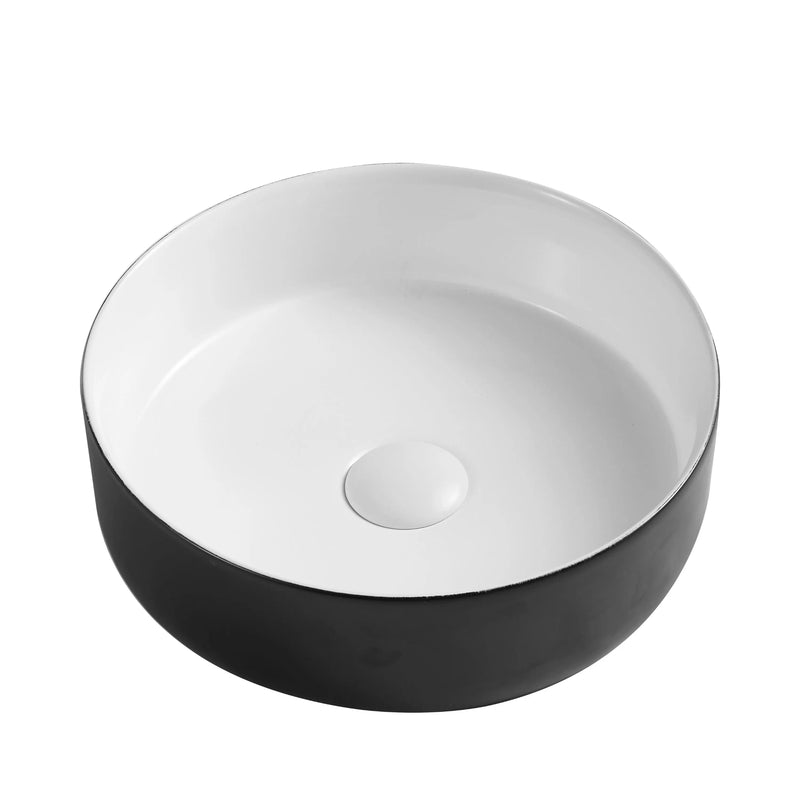 Sasso 34 Counter-top Round Basin - Black & White mercioaustralia
