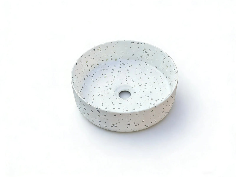 Sasso 36 Counter-top Round Basin - White Terrazzo mercioaustralia