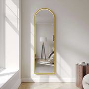 Saga 500×1600mm Freestanding LED Arch Mirror - Brushed Gold mercioaustralia