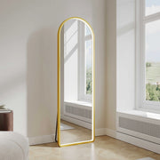 Saga 500×1600mm Freestanding LED Arch Mirror - Brushed Gold mercioaustralia
