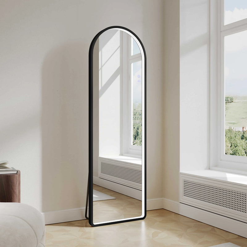 Saga 500×1600mm Freestanding LED Arch Mirror - Matt Black
