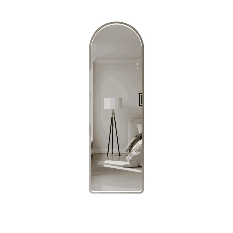Saga 500×1600mm Freestanding LED Arch Mirror - Brushed Nickel
