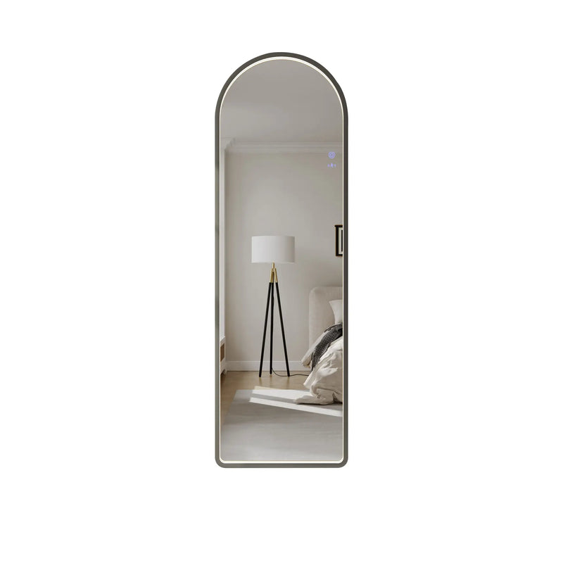 Saga 500×1600mm Freestanding LED Arch Mirror - Gun Metal mercioaustralia