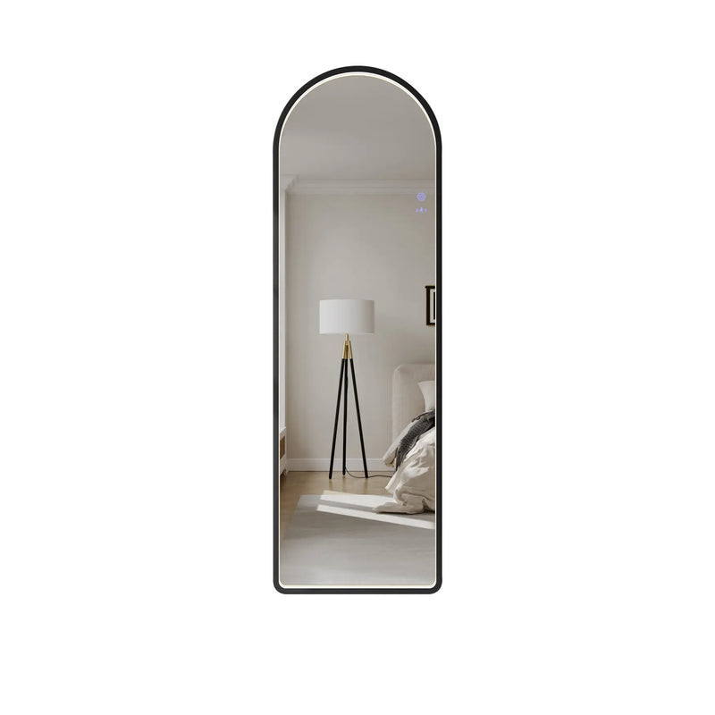 Saga 500×1600mm Freestanding LED Arch Mirror - Matt Black