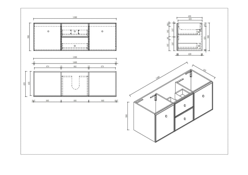 Seattle 1500mm Wall-Hung Cabinet - Matt White mercioaustralia