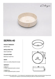 Claya Serra-40 Above Counter Ceramic Basin Matte Stone Marble look Claya
