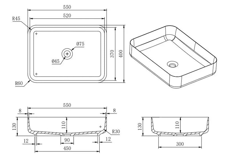 Lukka Kliff Solid Surface Above Counter Basin Lukka