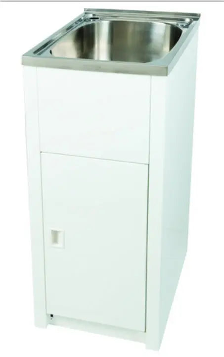 LAUNDRY CABINET AND STAINLESS STEEL TUB 305MM WHITE FIL Kitchen Bathroom