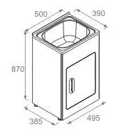 LAUNDRY CABINET AND STAINLESS STEEL TUB 500MM WHITE FIL Kitchen Bathroom