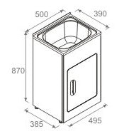 LAUNDRY CABINET AND STAINLESS STEEL TUB 500MM WHITE