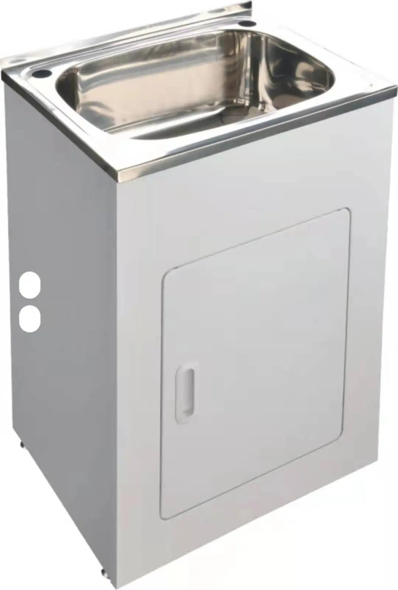 LAUNDRY CABINET AND STAINLESS STEEL TUB 555MM WHITE FIL Kitchen Bathroom