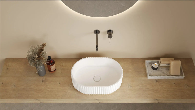 Ellips Fluted Solid Surface Above Counter Basin LK-SOA4834